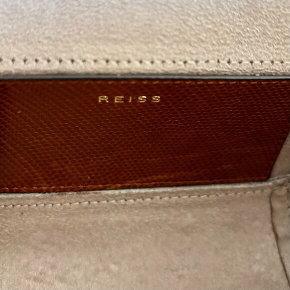 REISS Mini Aubrey Embossed Leather Crossbody Bag Gold Chain & Leather Strap NWOT - Picture 9 of 15